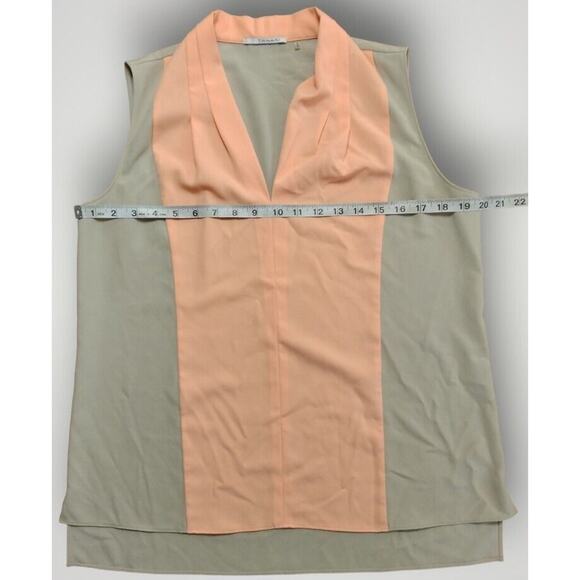 T Tahari Colorblock V-Neck Sleeve Blouse Beige/Peach Size M - Picture 5 of 7
